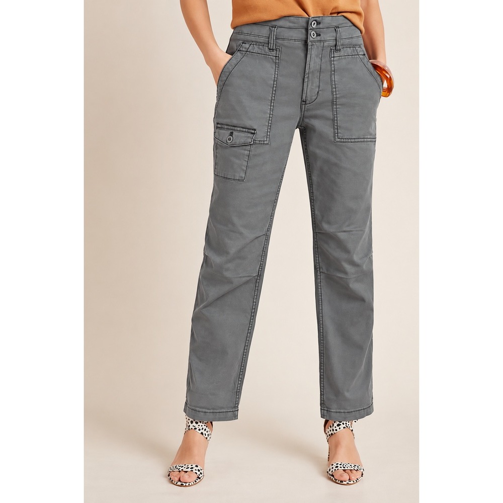 Anthropologie Wanderer Gray Utility Cargo Pants Straight Leg 26 Minimalist Boho